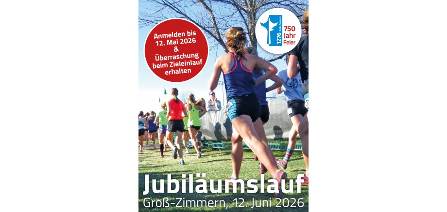 Auf dem Foto sieht man den aktuellen Flyer zum Jubiläumslauf