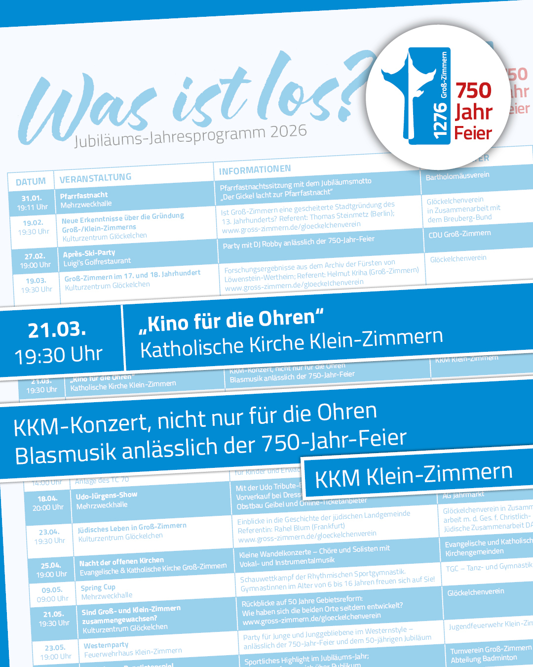 Kino für die Ohren Das Bild zeigt das Jubiläums-Jahresprogramm mit dem Hinweis auf Kino für die Ohren