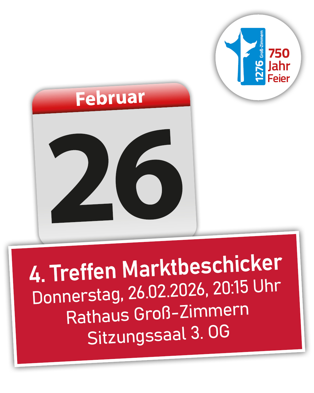 4. Treffen der Marktbeschicker Auf dem Foto sieht man ein Kalenderblatt mit Termininformation