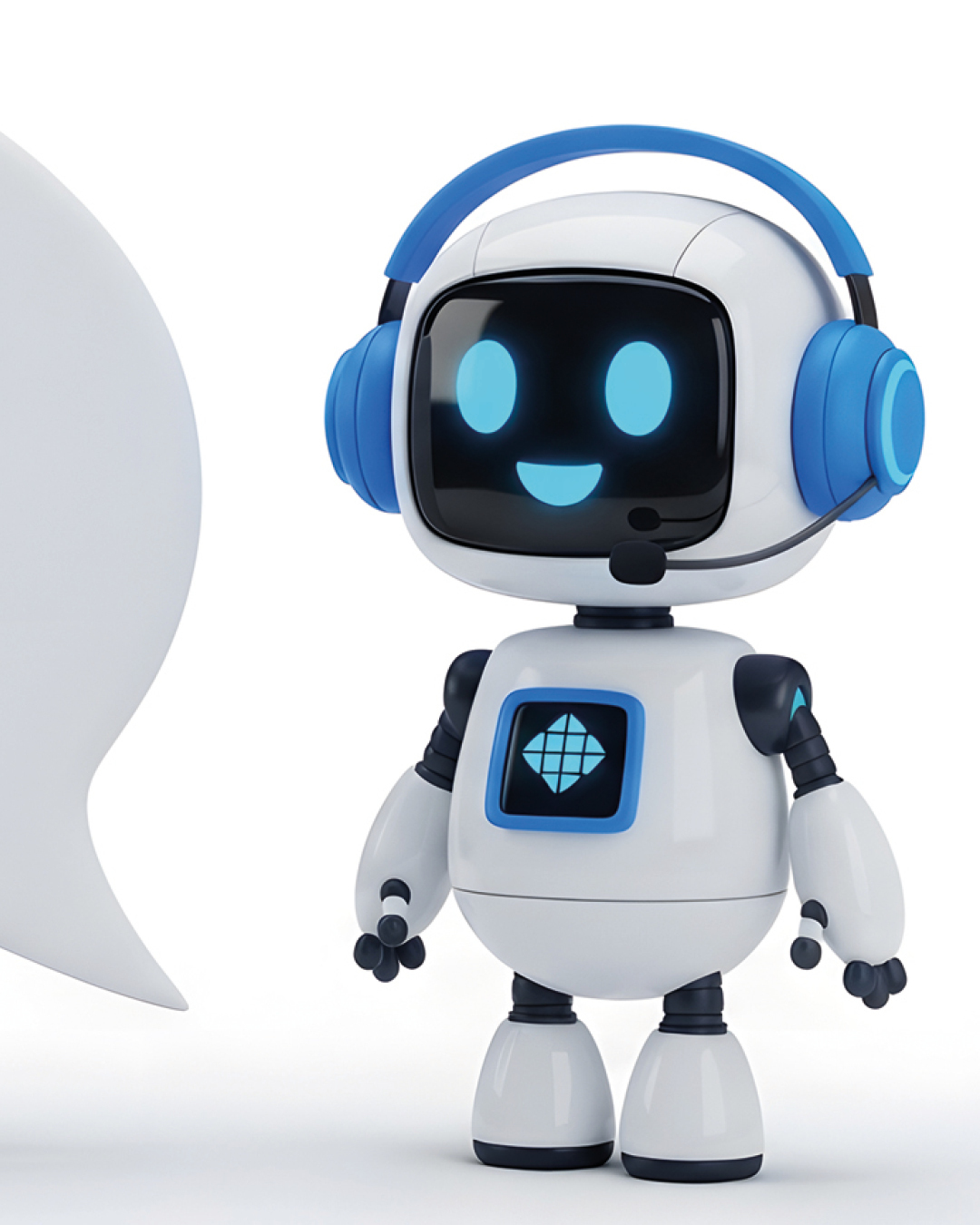 Digital und jederzeit verfügbar kleine Roboter-Figur, die den Chatbot symbolisieren soll