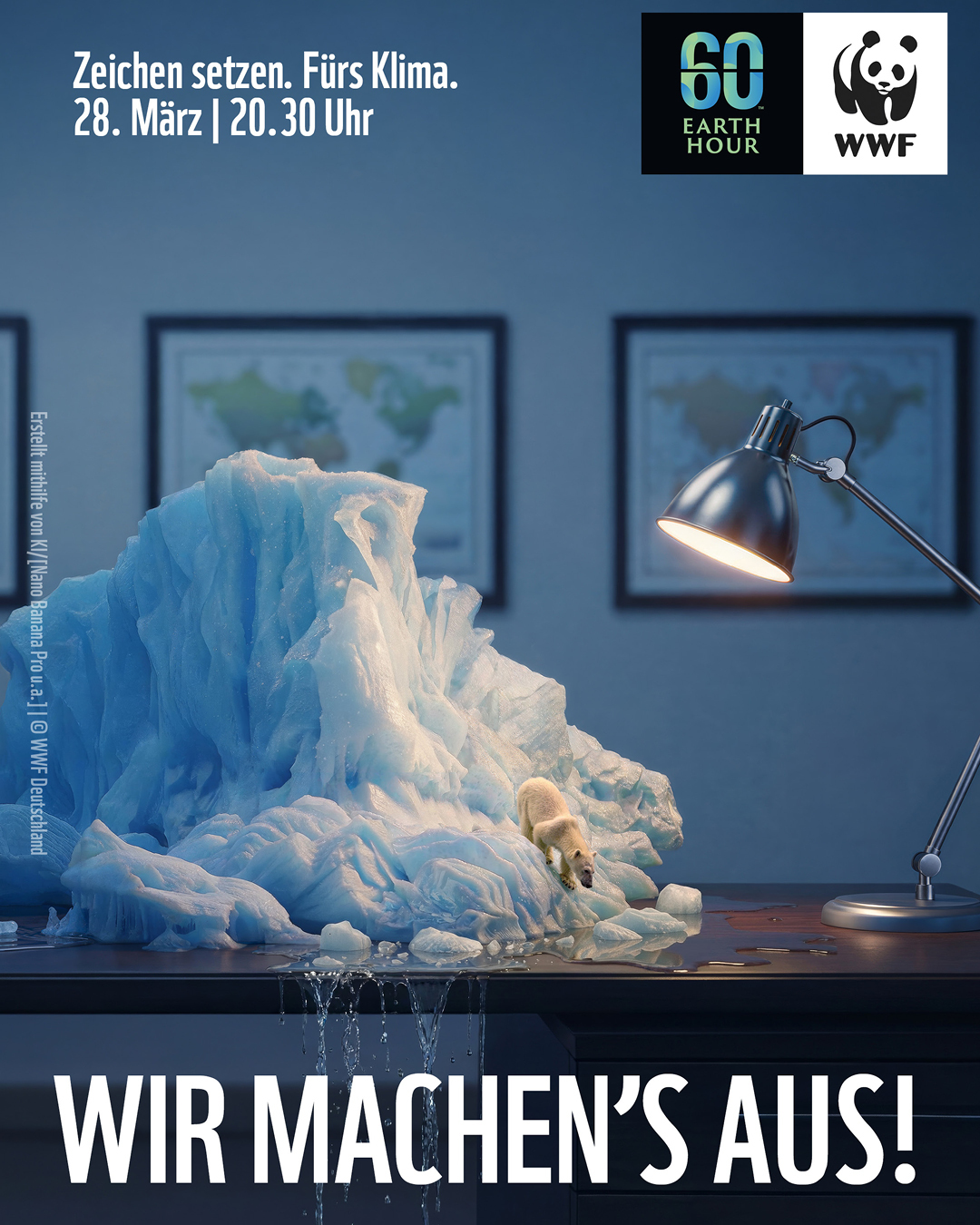 Earth Hour Auf den Foto ist das Plakat zur Earth Hour zu sehen