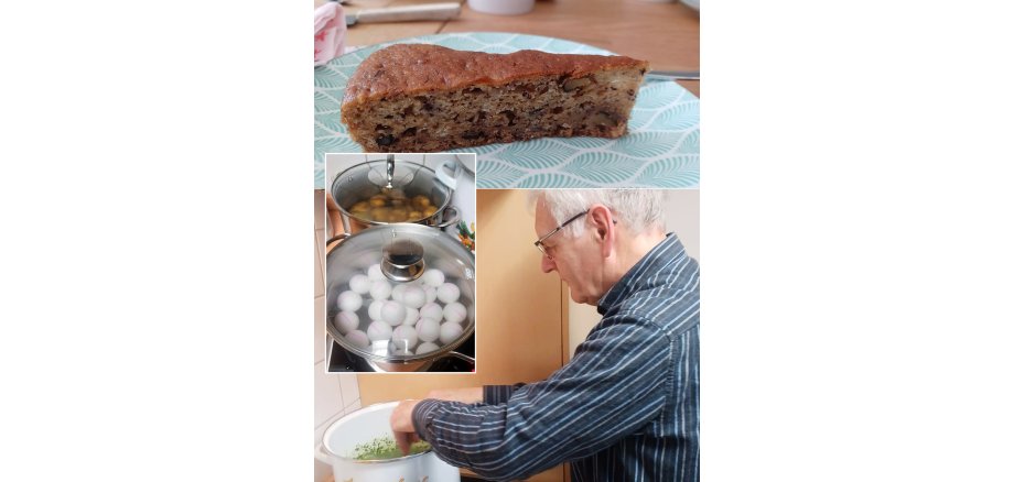 KochKlatsch im Zimmner Auf dem Foto sieht man einen Teilnehmer beim Zubereiten des Spinats