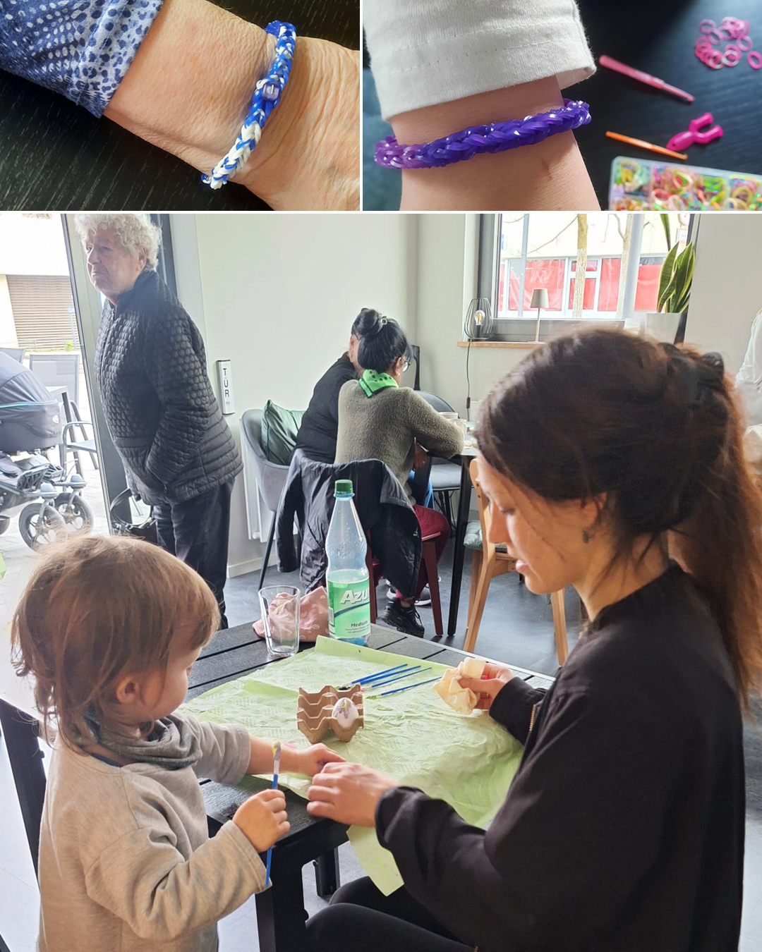 Auf dem Foto sieht man die Teilnehmer beim Basteln