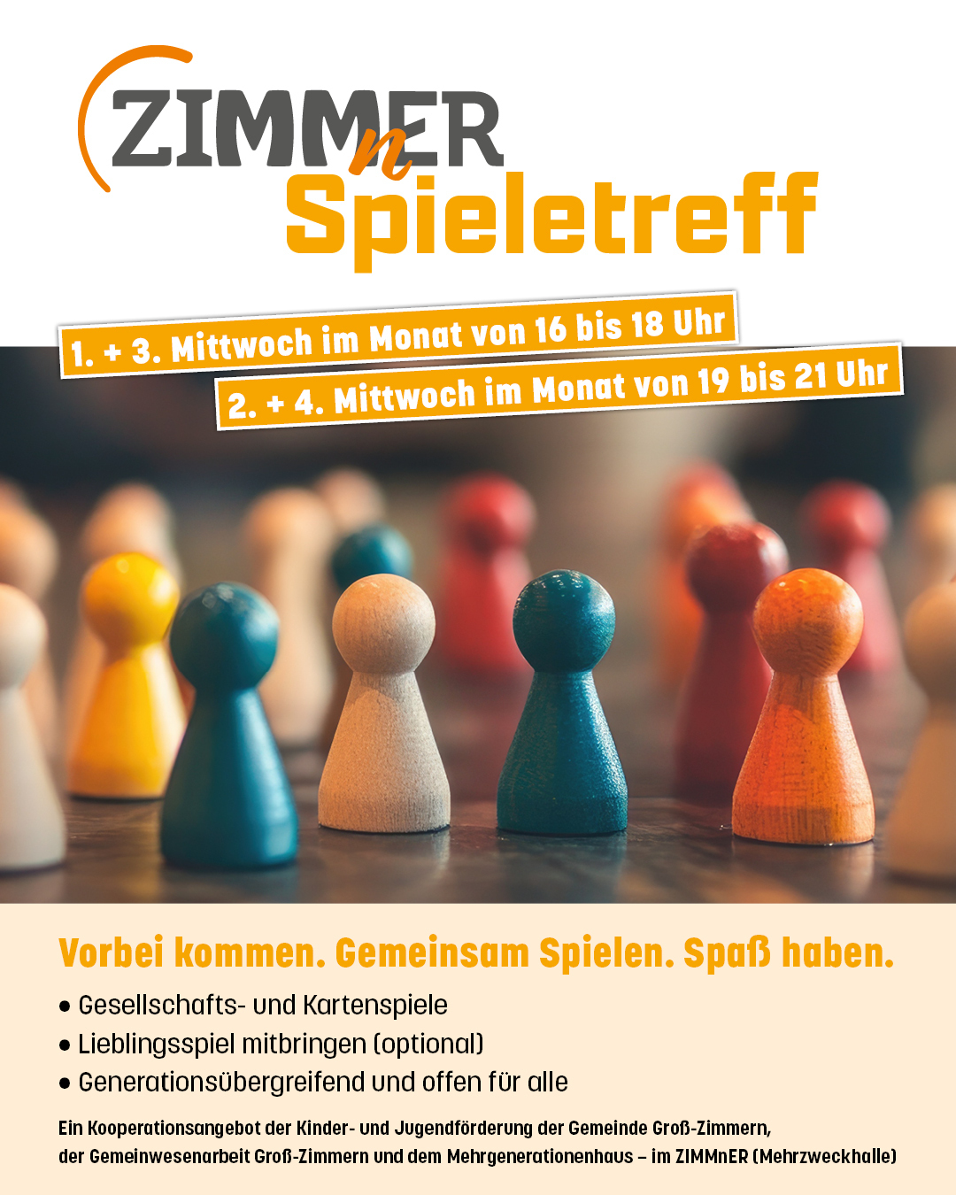 ZIMMnER Spieletreff Es ist das entsprechende Plakat mit den Terminen zum Spieletreff zu sehen