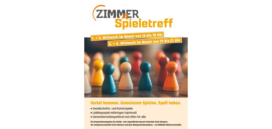 ZIMMnER Spieletreff Es ist das entsprechende Plakat mit den Terminen zum Spieletreff zu sehen